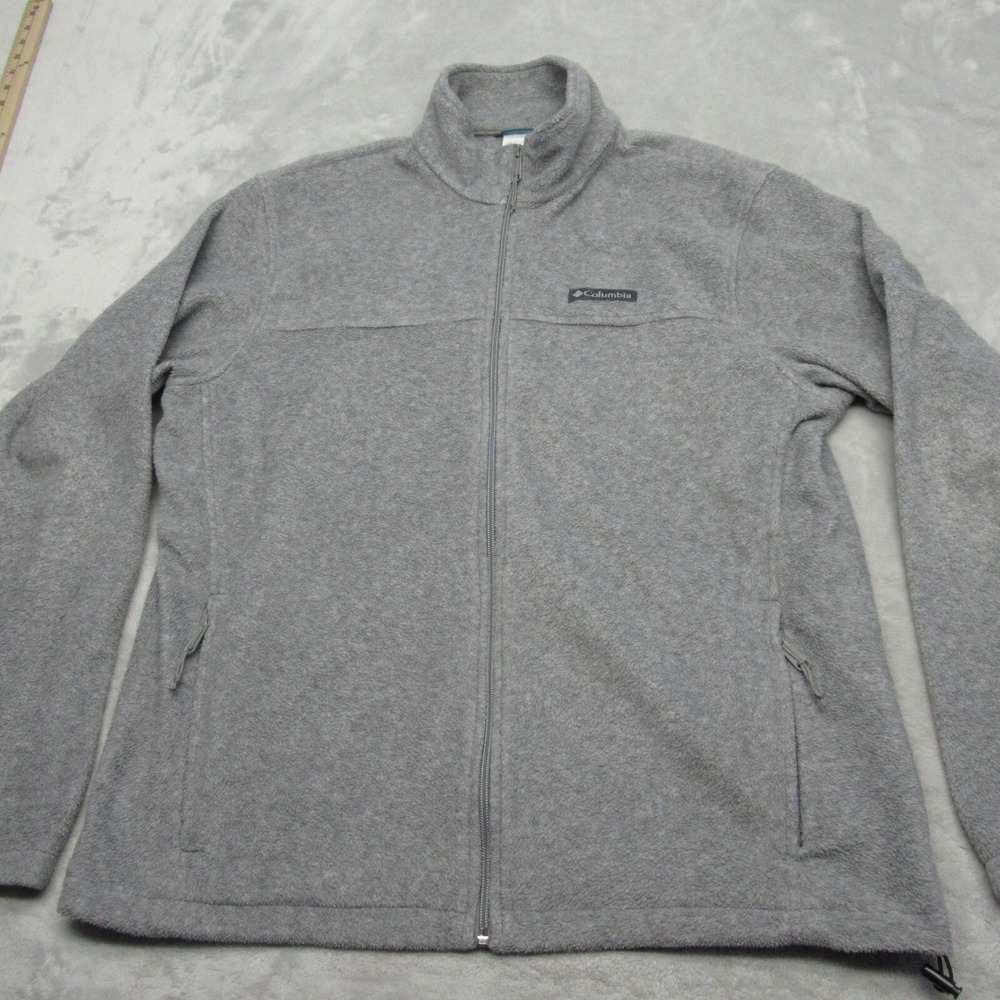 Columbia Jacket Men Large Gray Zip Pockets Steens Mountain Fleece Full Zip Hike